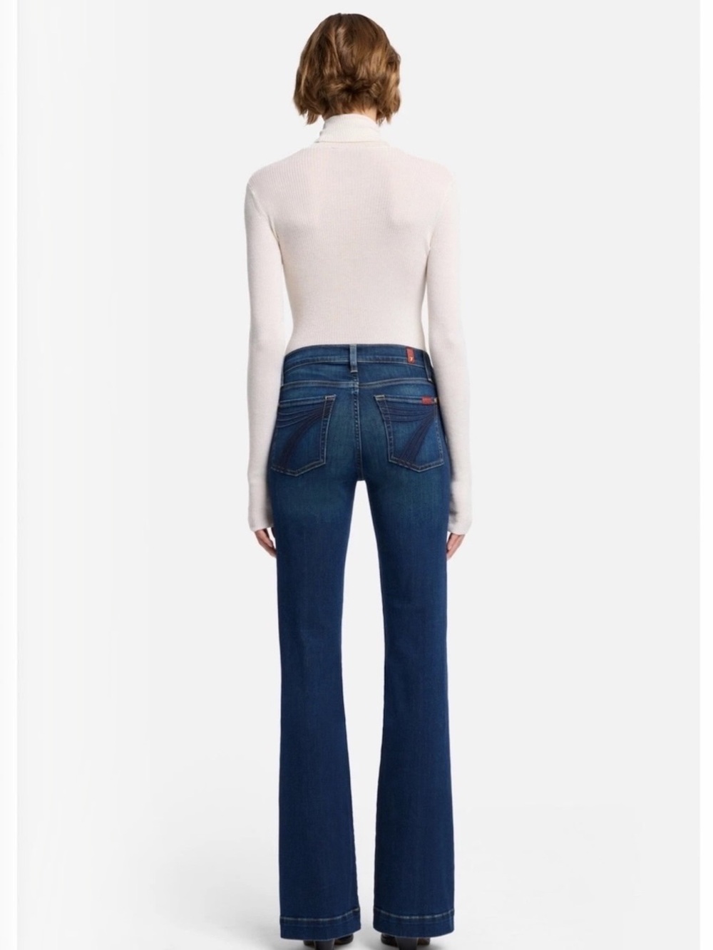 7 FOR ALL MANKIND Dojo Trouser Flare Jeans Low Rise Dark Wash Denim Women’s